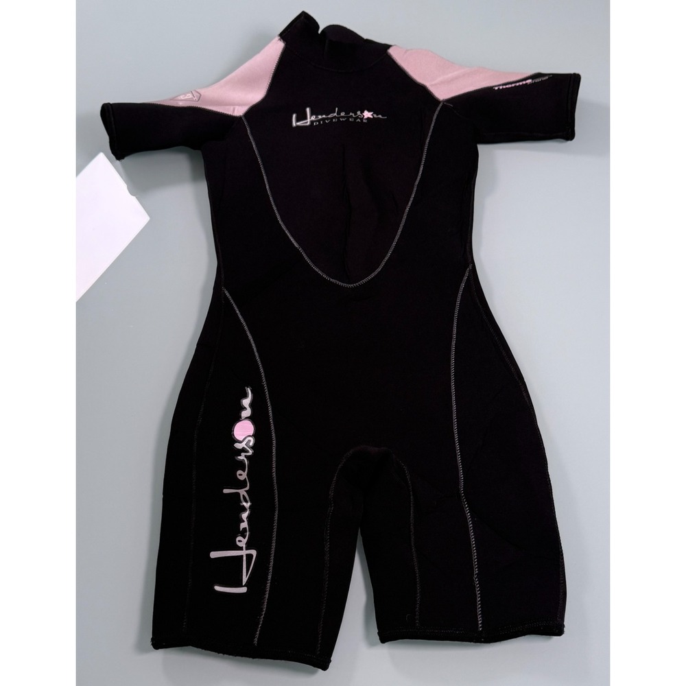 Henderson Thermoprene Women's Wetsuit 3mm Shorty Back Zip Black & Pink Size -12